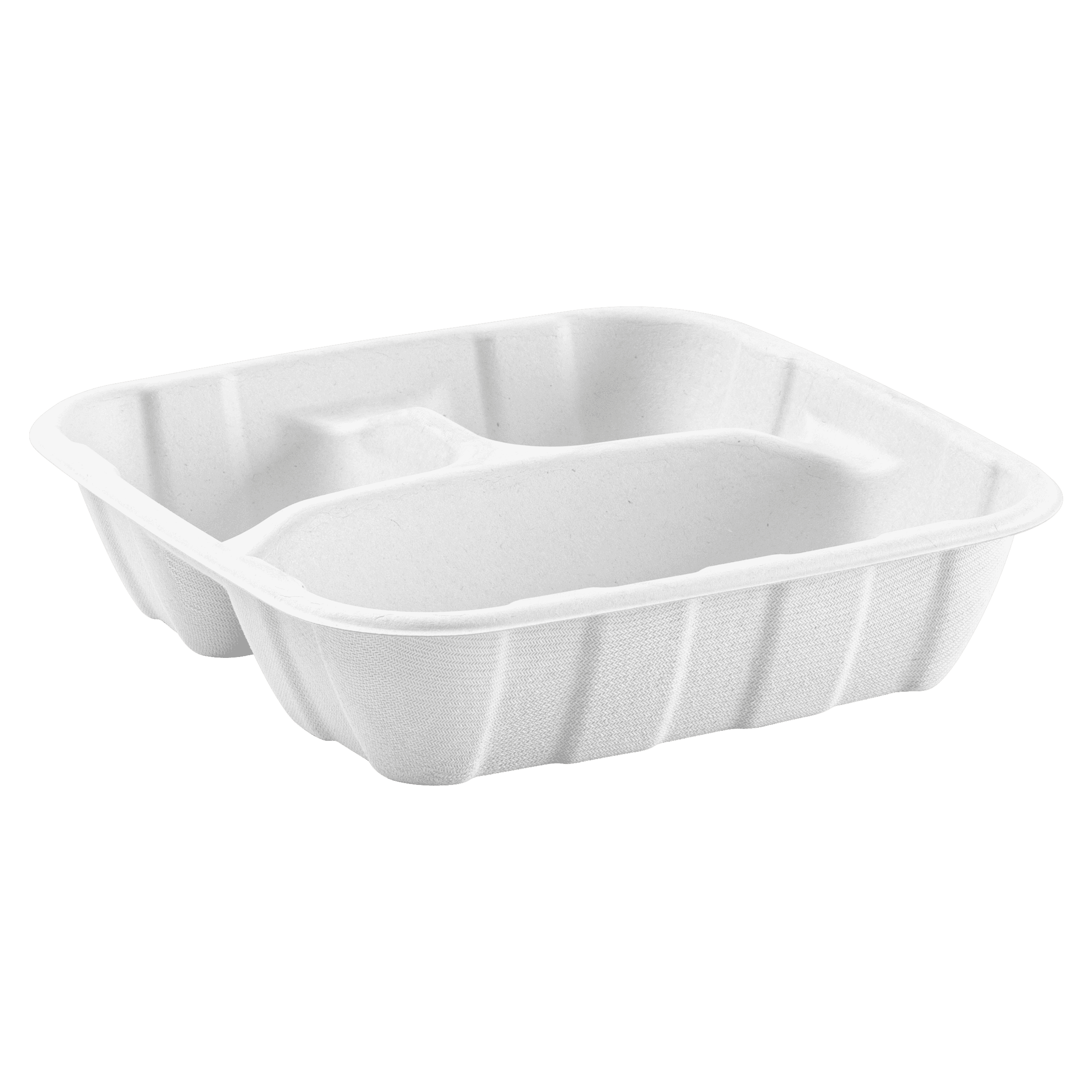 Stalk Market Plate 7.95X7.95X1.89 IN 3 Compartment Molded Fiber White Grab & Go Deep Heavyweight Premium 200/Case