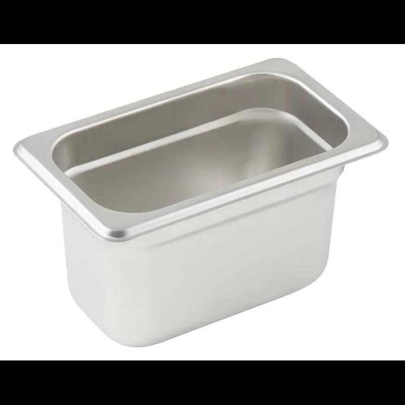 Food Pan 1/9 Size 6.5625X4.25X4 IN Rectangle 18/8 Stainless Steel 25GA Anti-Jam Dishwasher Safe 1/Each