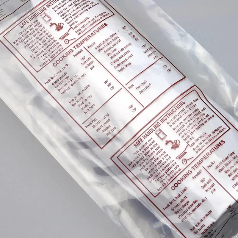 Meat Bag 6X3X15 IN LDPE 1.5MIL Clear Safe Handling Printed With Open Ended Closure Gusset 1000/Case