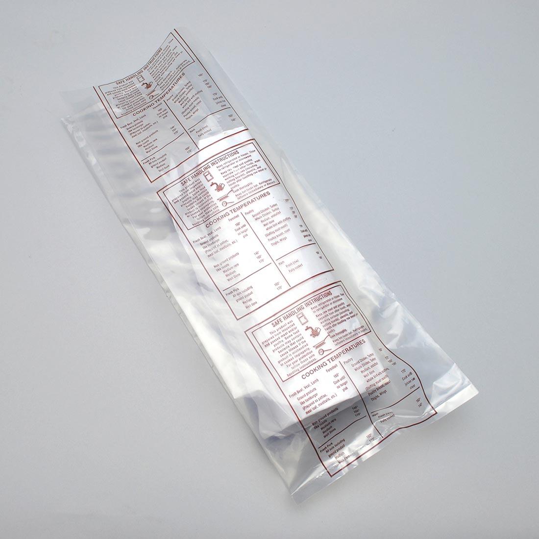 Meat Bag 8X4X18 IN LDPE 1.5MIL Clear Safe Handling Printed With Open Ended Closure Gusset 1000/Case