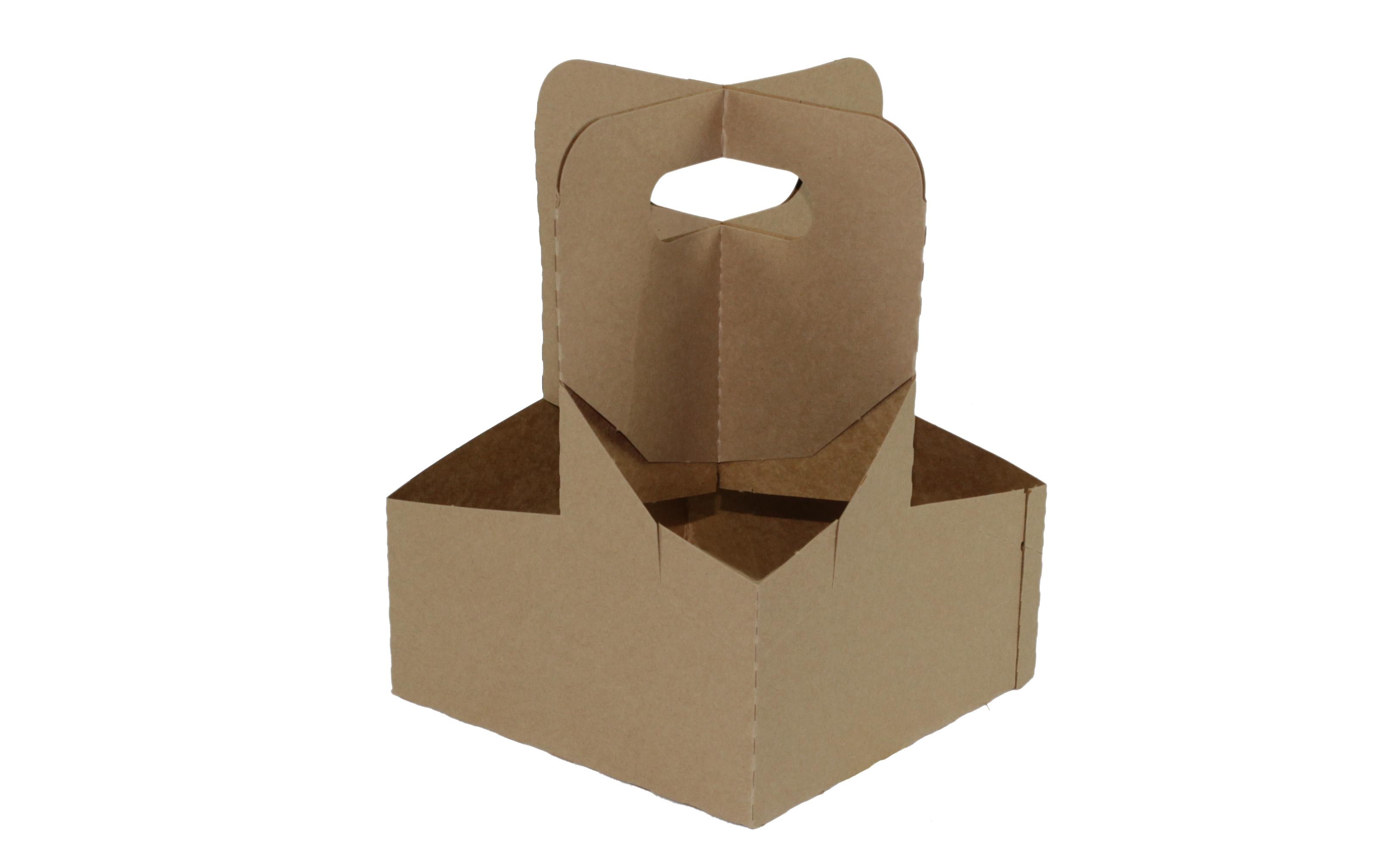 Cup Carrier 7X7X9.25 IN 4 Compartment Paperboard Kraft 200/Case