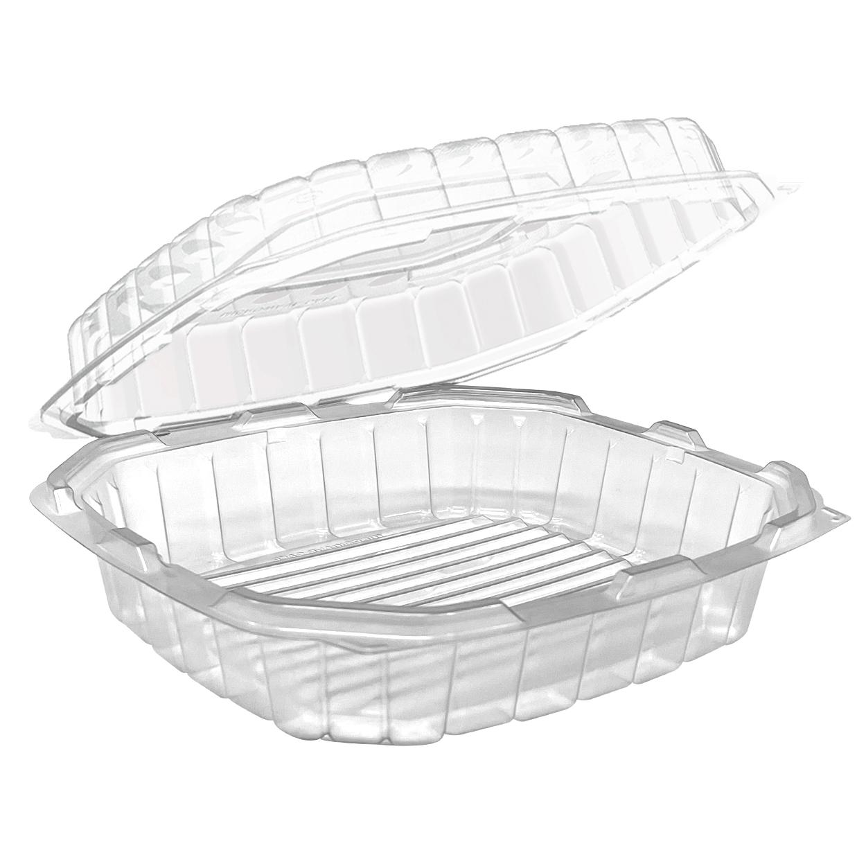 Take-Out Container Hinged 10.5X9.5 IN Clear Microwave Safe 120/Case