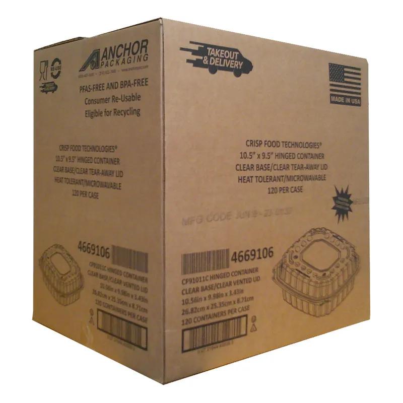 Take-Out Container Hinged 10.5X9.5 IN Clear Microwave Safe 120/Case