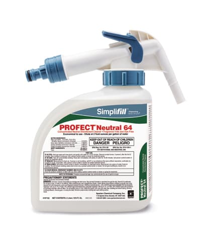 Profect® Simplifill™ Neutral 64 Fragrance Free Disinfectant Cleaner 2 L Hospital Grade Neutral Dye Free 2/Case