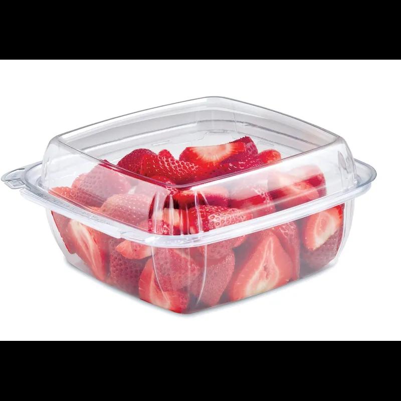 Fresh ‘n Clear® Deli Container Hinged With Dome Lid 32 OZ PET Clear Square Tamper-Evident 132/Case