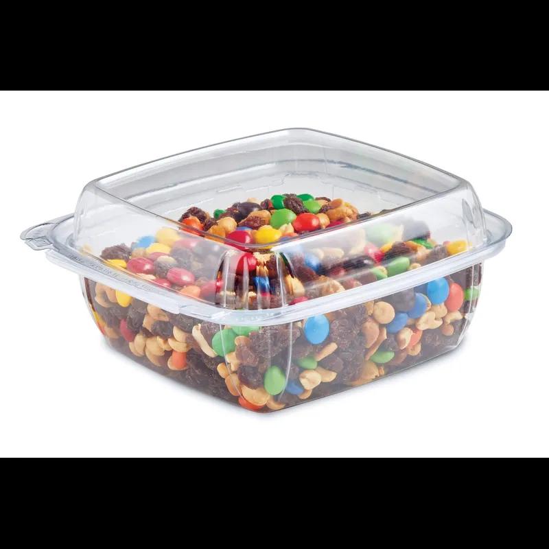 Fresh ‘n Clear® Deli Container Hinged With Dome Lid 32 OZ PET Clear Square Tamper-Evident 132/Case