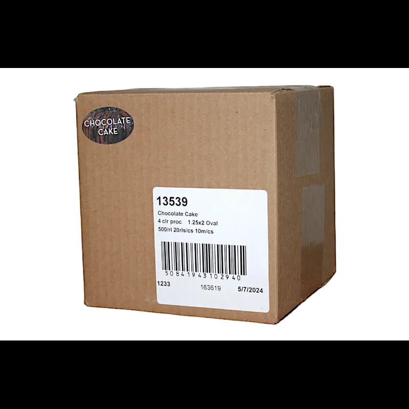 Chocolate Cake Bakery Flavor Label 1.25X2 IN Oval 4 Color Process 500 Count/Roll 20 Rolls/Case 10000 Count/Case