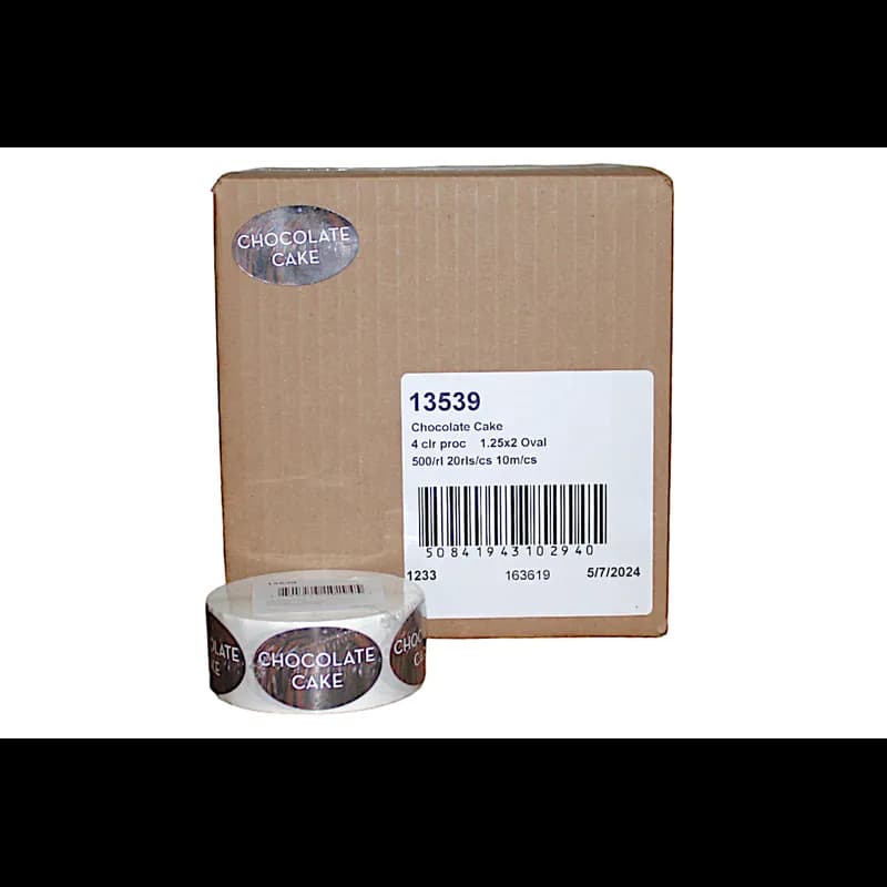 Chocolate Cake Bakery Flavor Label 1.25X2 IN Oval 4 Color Process 500 Count/Roll 20 Rolls/Case 10000 Count/Case