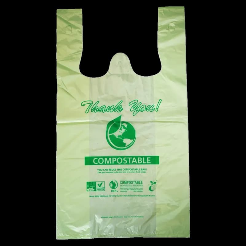 Stalk Market Bag Large (LG) 18.5X21 IN 25 LB 0.9MIL Green T-Shirt With Handle Disposable 500/Case