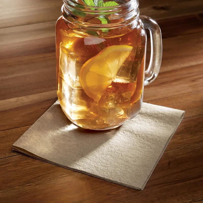 Linen-Like® Beverage Napkins 10X10 IN 5X5 IN Natural Double Reverse Crepe (DRC) 1/4 Fold Non-Embossed 1000/Case