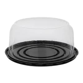 Cake Container & Lid Combo With Dome Lid 9X4 IN PET Clear Black Round Swirl 100/Case