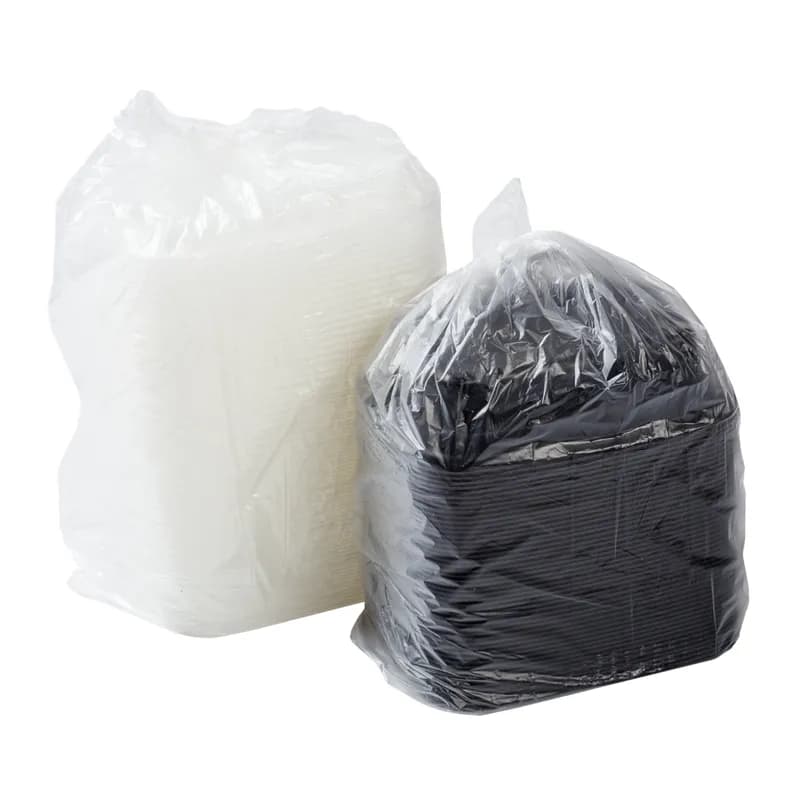 Take-Out Container Base & Lid Combo 12 OZ PP Black Clear Rectangle 150/Case
