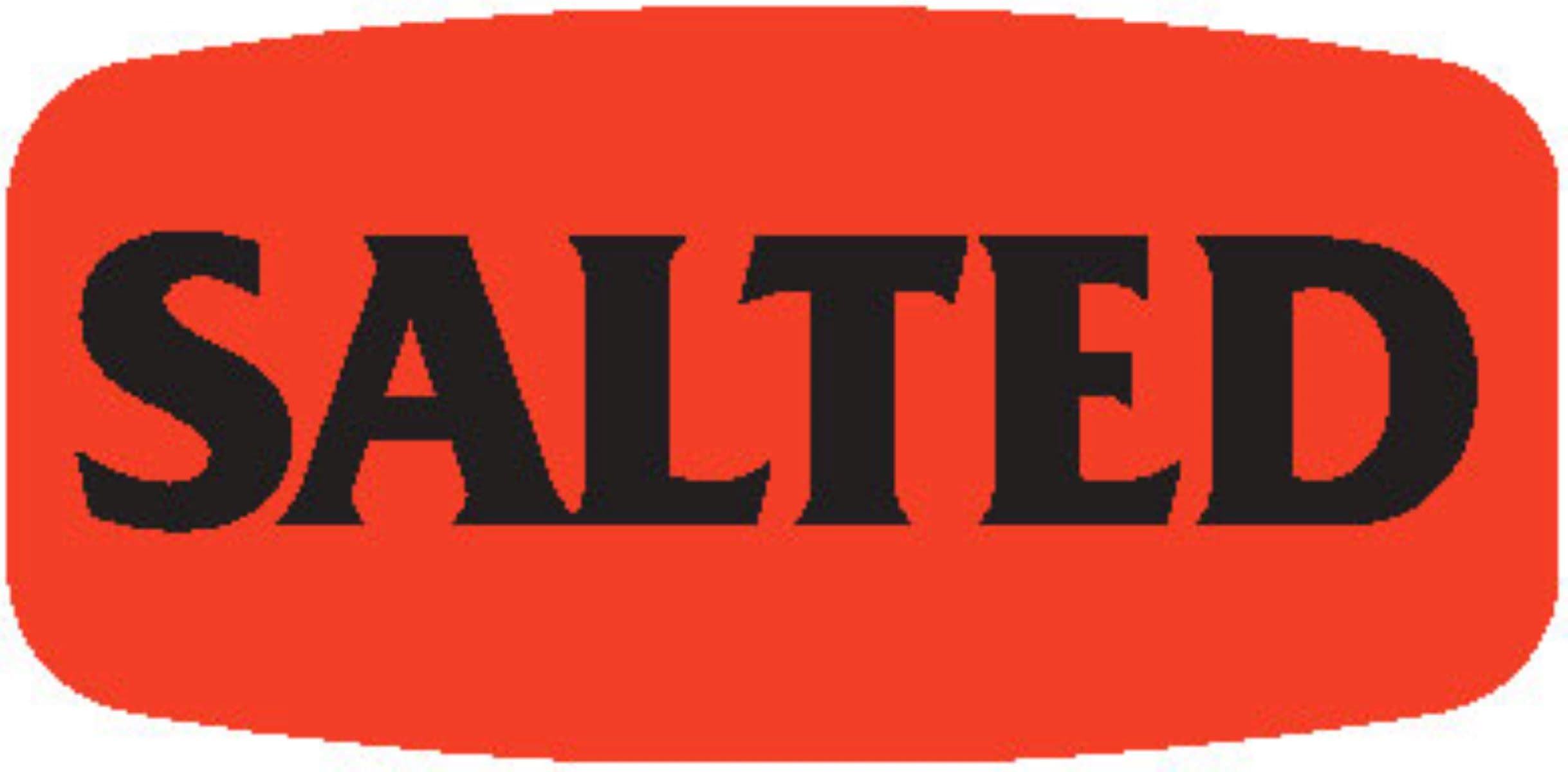 Salted Label Black Fluorescent Red Short Oval Dayglo 1000 Count/Roll 50 Rolls/Case 50000 Count/Case