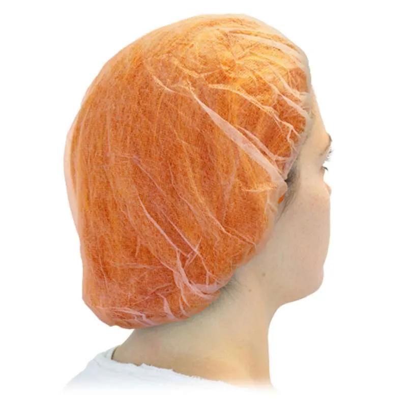 Bouffant Cap 24 IN Orange Spunbond Polypropylene 100 Count/Bag 10 Bags/Case
