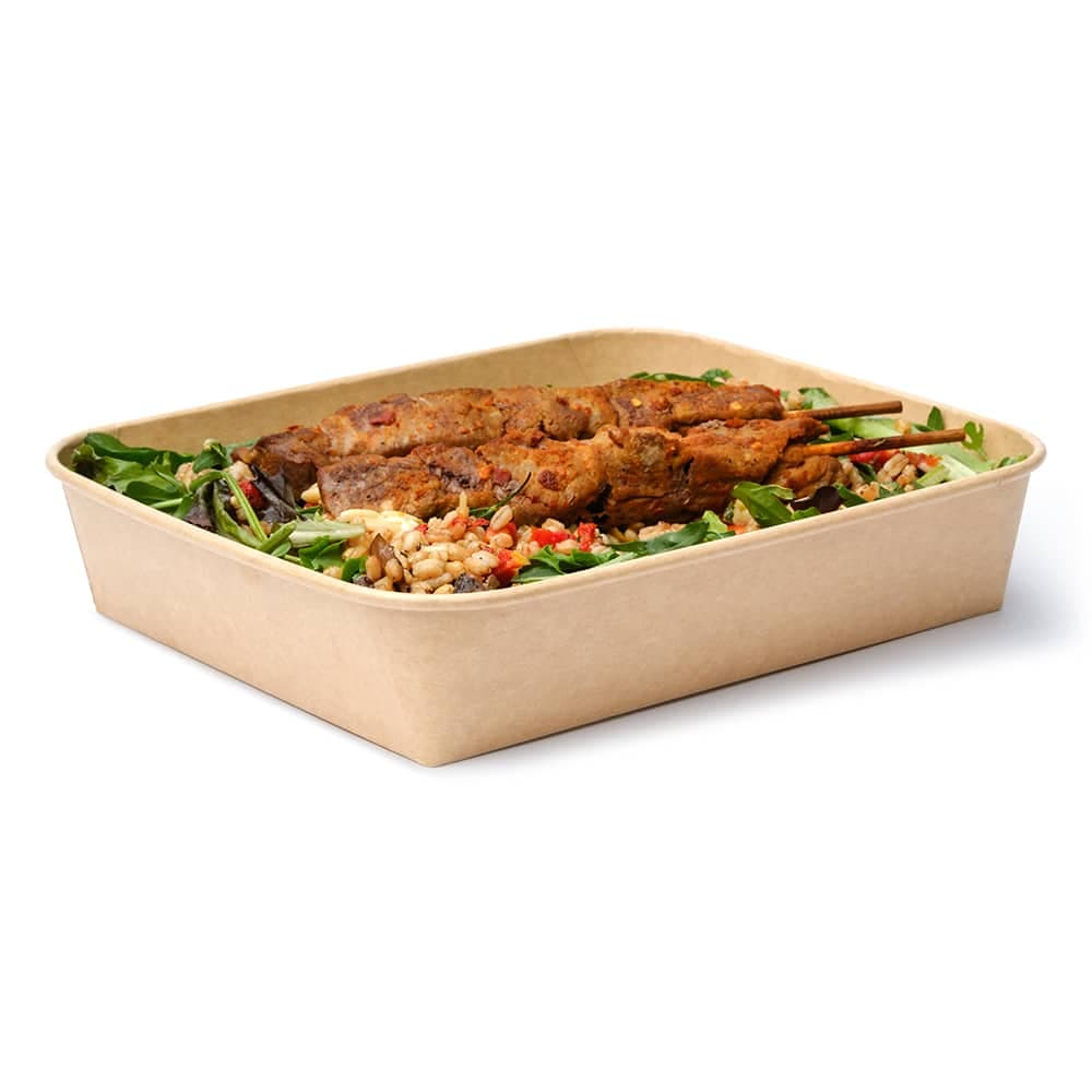 PaperLuxe® Take-Out Container Base 9.5X7.98X1.91 IN Paper Kraft Rectangle 400/Case