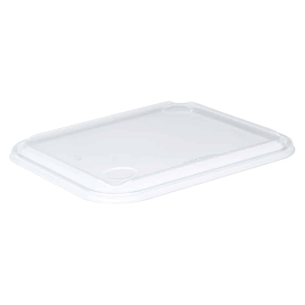 Paperluxe Take-Out Container Base & Lid Combo With Flat Lid 9.78X8.26X0.6 IN PET Clear Rectangle 400/Case