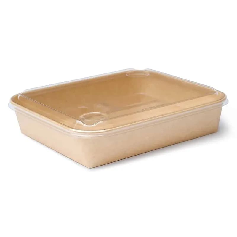 Paperluxe Take-Out Container Base & Lid Combo With Flat Lid 9.78X8.26X0.6 IN PET Clear Rectangle 400/Case