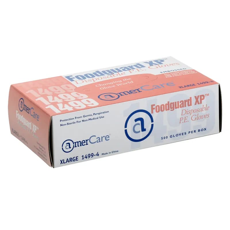 Foodguard XP™ Food Service Gloves XL Clear PE 500 Count/Box 4 Box/Case