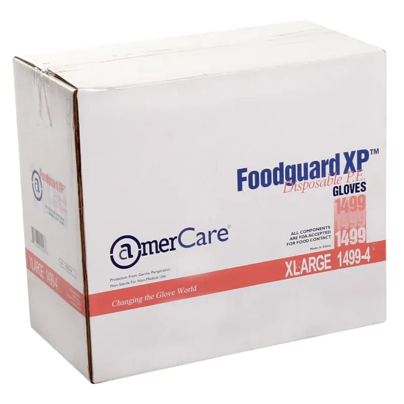 Foodguard XP™ Food Service Gloves XL Clear PE 500 Count/Box 4 Box/Case