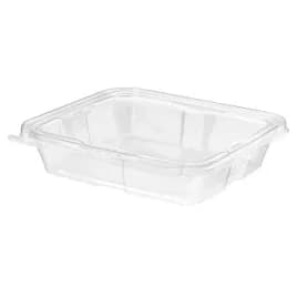 Safe-T-Fresh® Deli Container Hinged With Flat Lid 35 OZ RPET Clear Rectangle 150/Case