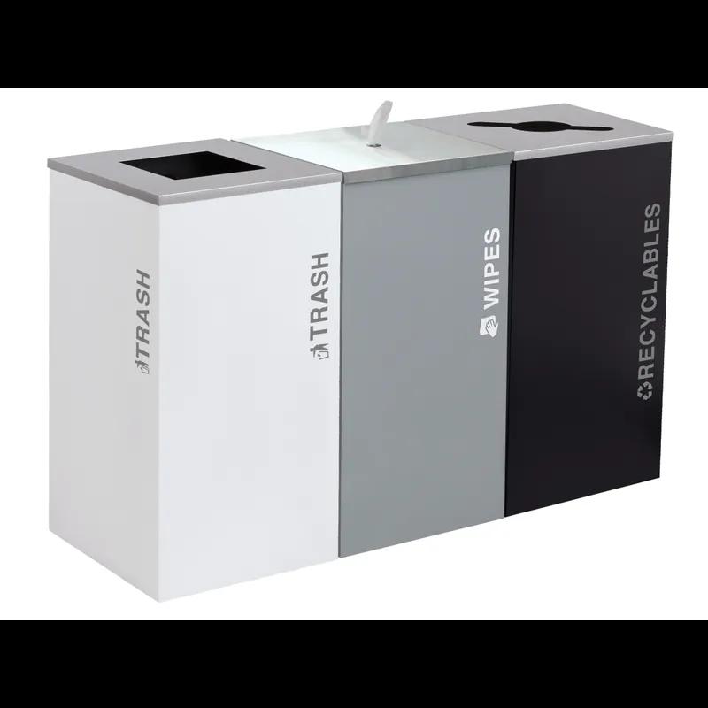 Kaleidoscope Collection™ Recycling Bin 18.25X35.5 IN 36 GAL Black Platinum Steel Indoor With Comingle Opening 1/Each
