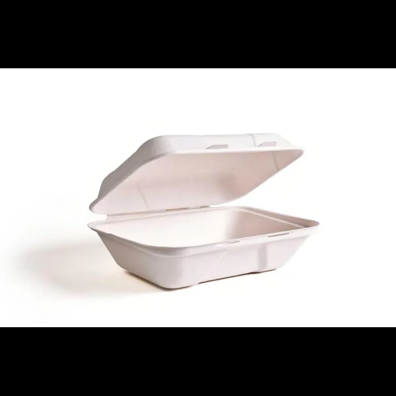 Take-Out Container Hinged 9X6X3 IN Sugarcane Natural 300/Case