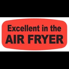 Excellent in the Air Fryer Label 0.625X1.25 IN Black Fluorescent Red Short Oval 1000 Count/Roll 50 Rolls/Case
