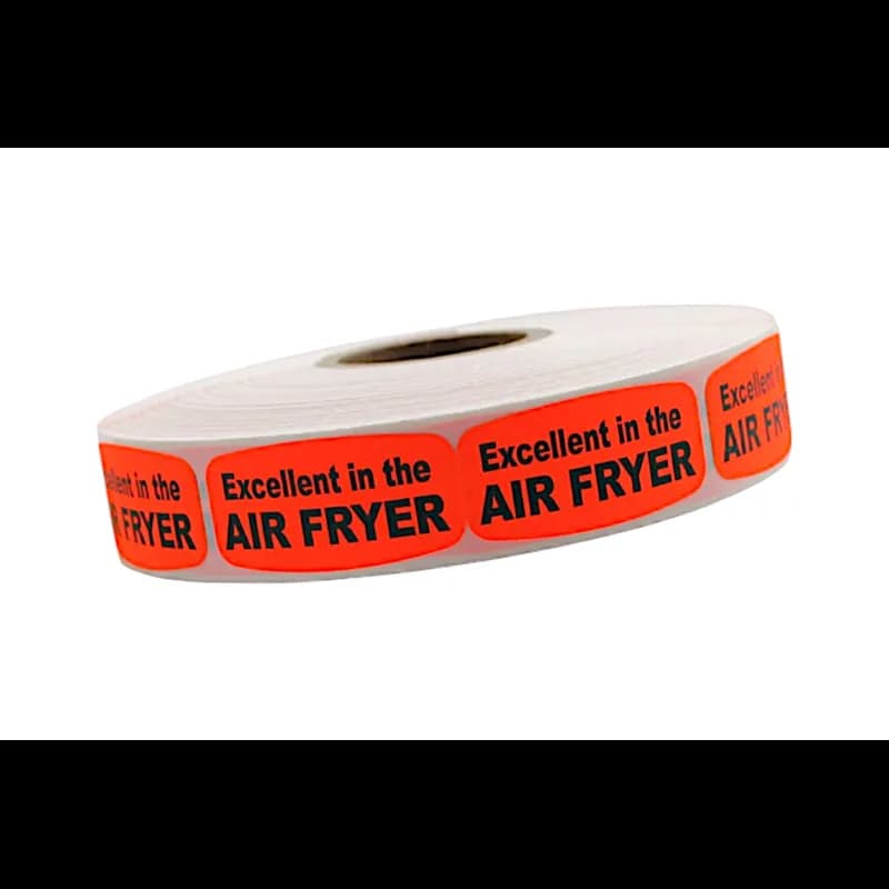 Excellent in the Air Fryer Label 0.625X1.25 IN Black Fluorescent Red Short Oval 1000 Count/Roll 50 Rolls/Case