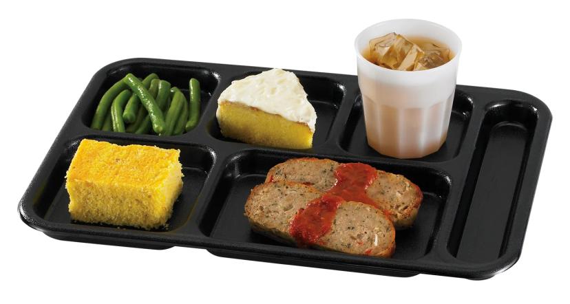 Camwear® Cafeteria Tray 10X14 IN 6 Compartment PC Black 24/Case