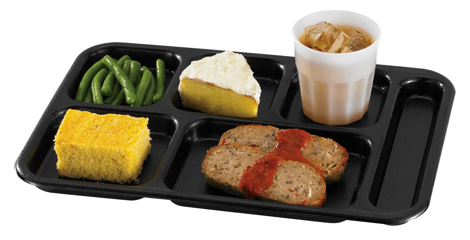 Camwear® Cafeteria Tray 10X14 IN 6 Compartment PC Black 24/Case
