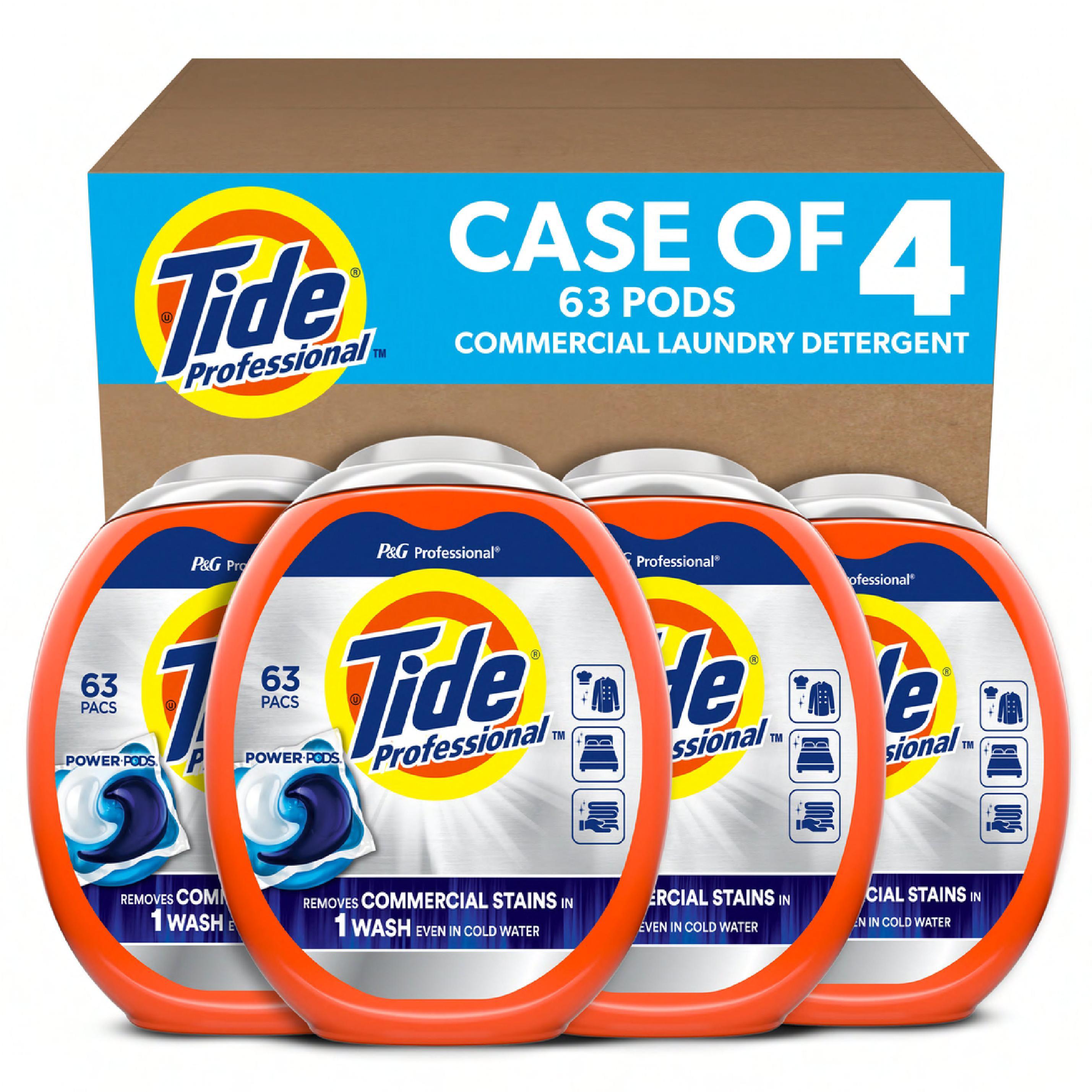 Tide® Professional Commercial Power PODS Laundry Detergent Pod 63 Count/Pack 4 Packs/Case 252 Count/Case