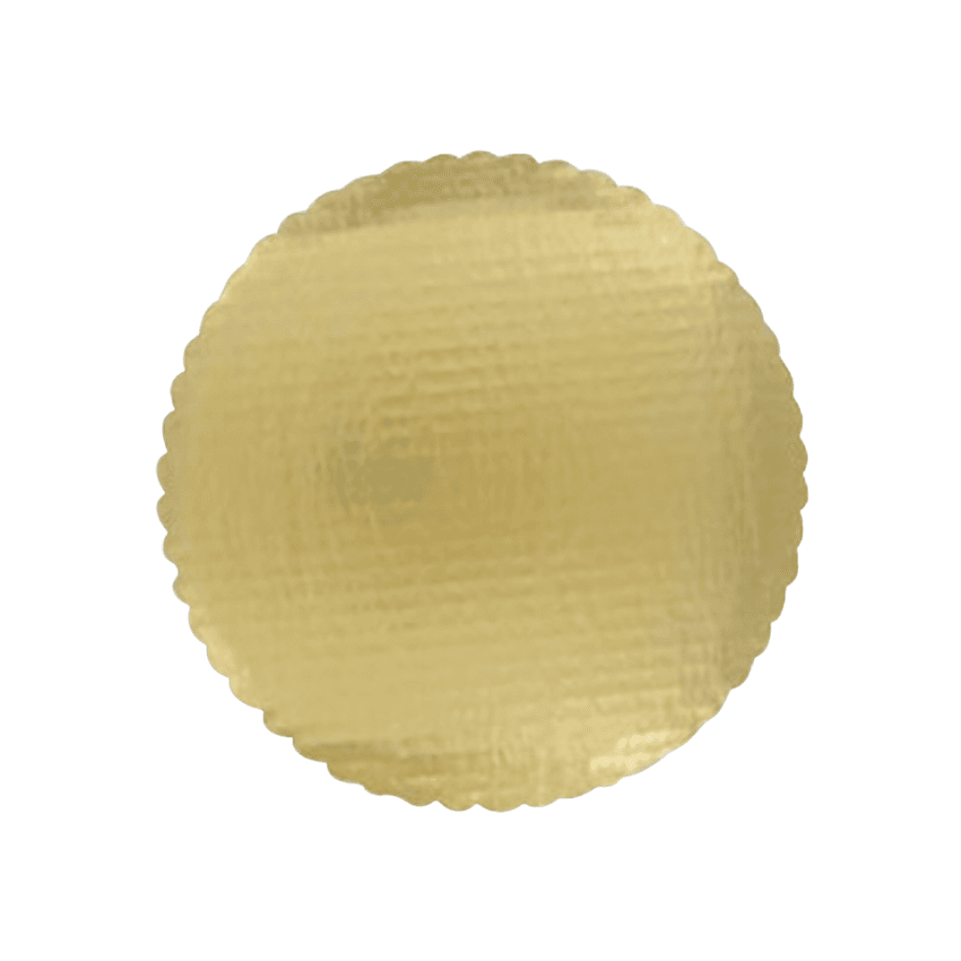Cake Circle 9 IN Foil-Lined Paper Gold Round Scalloped 200/Case