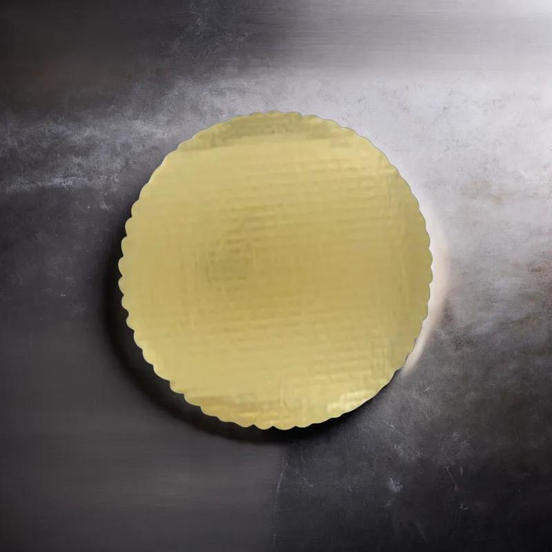 Cake Circle 9 IN Foil-Lined Paper Gold Round Scalloped 200/Case