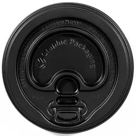Lid Dome PS Black For 10-20 OZ Hot Cup Sip Through Lock Tab 1200/Case