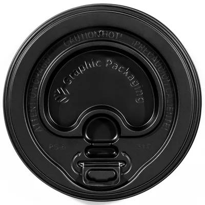 Lid Dome PS Black For 10-20 OZ Hot Cup Sip Through Lock Tab 1200/Case