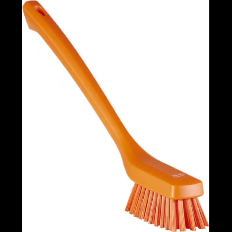 Narrow Cleaning Brush 16.5X1.8 IN Polypropylene (PP) Stainless Steel Orange Stiff Bristles Long Handle 1/Each