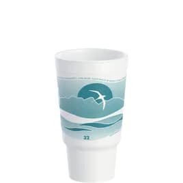 Dart® J Cup® Cup Insulated 32 OZ EPS Teal White Horizon® 16 Count/Pack 25 Packs/Case 400 Count/Case