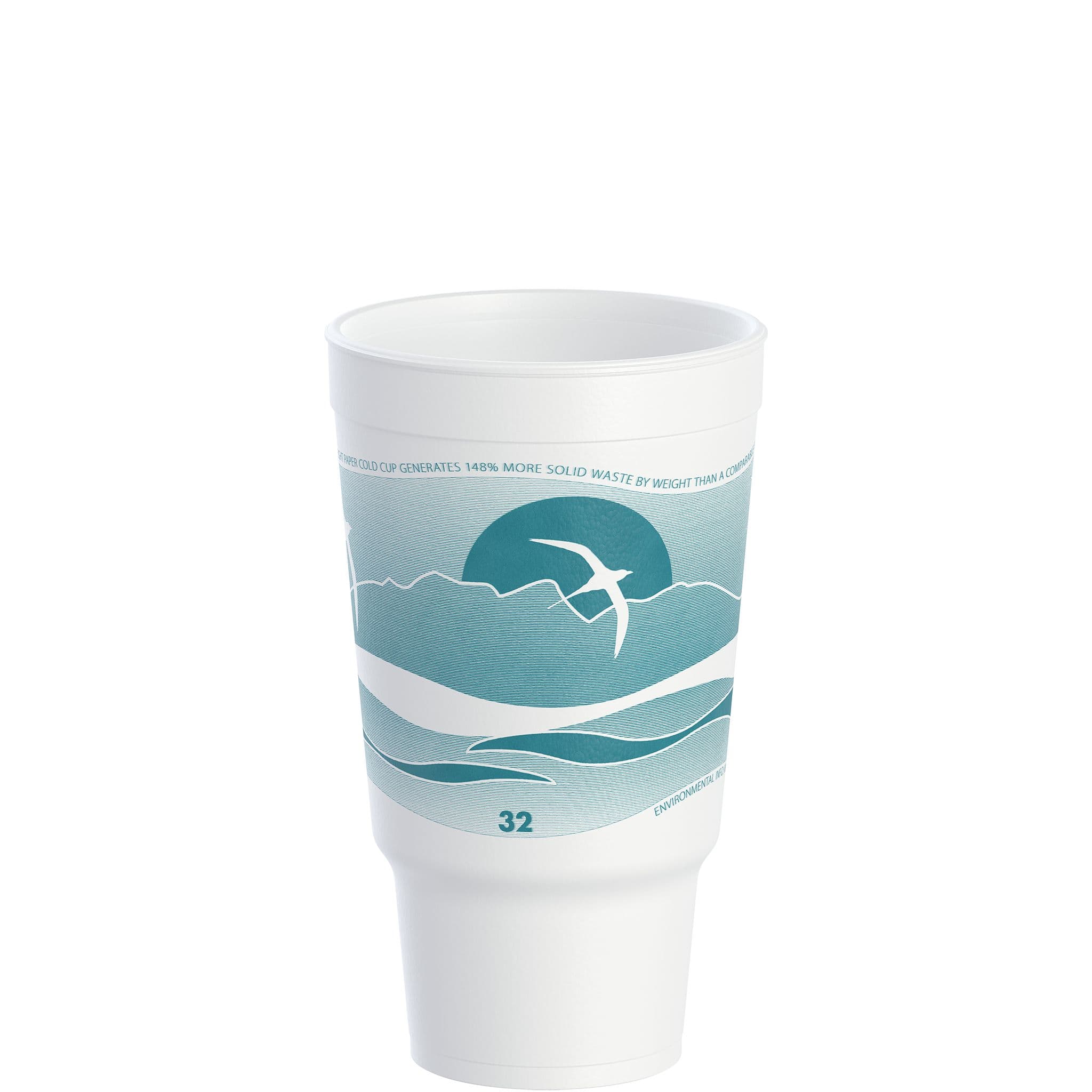 Dart® J Cup® Cup Insulated 32 OZ EPS Teal White Horizon® 16 Count/Pack 25 Packs/Case 400 Count/Case