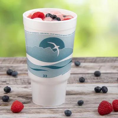 Dart® J Cup® Cup Insulated 32 OZ EPS Teal White Horizon® 16 Count/Pack 25 Packs/Case 400 Count/Case