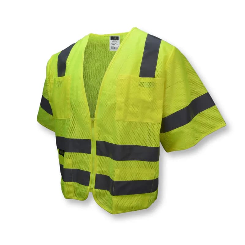 Safety Vest XL Fluorescent Green Polyester String Knit Type R Class 3 High Visibility 1/Each