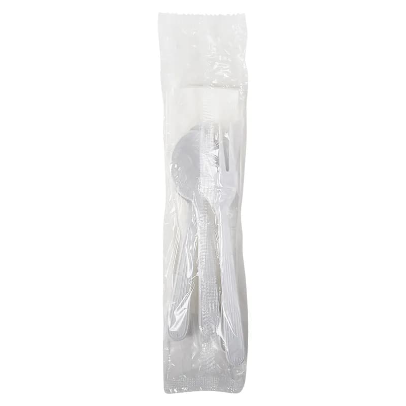 Victoria Bay 6PC Cutlery Kit PP White Heavyweight With Napkin,Fork,Knife,Teaspoon,Soup Spoon,Flex Straw 250/Case