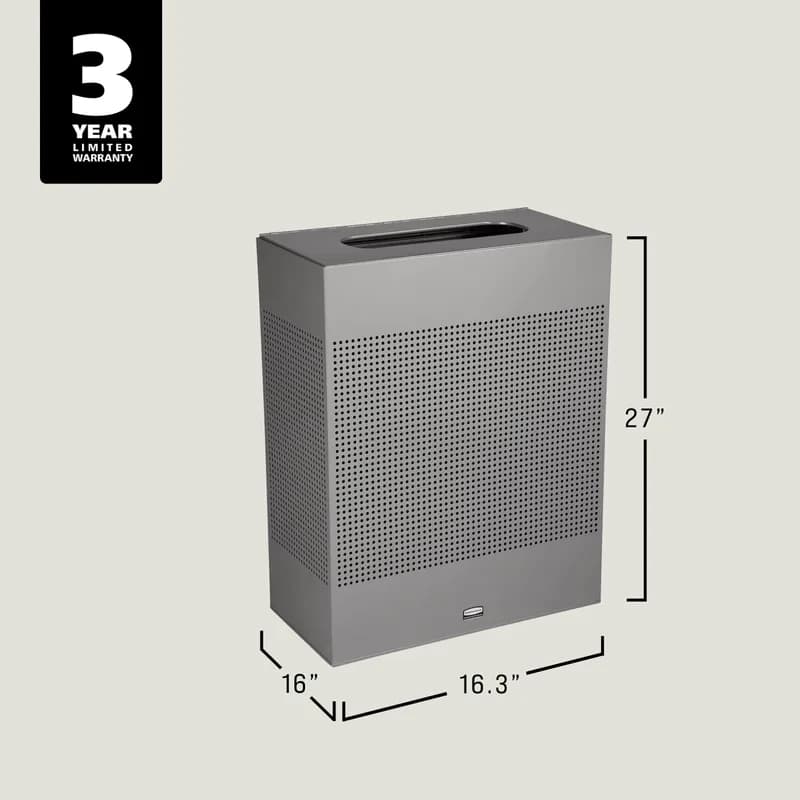 Silhouettes 1-Stream Trash Can 26X15X31 IN 22.5 GAL Stardust Silver Metallic Rectangle Steel With Hinged Lid 1/Each