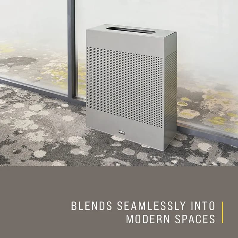 Silhouettes 1-Stream Trash Can 26X15X31 IN 22.5 GAL Stardust Silver Metallic Rectangle Steel With Hinged Lid 1/Each