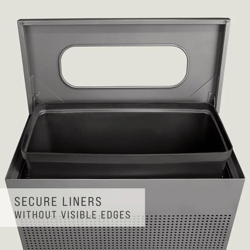 Silhouettes 1-Stream Trash Can 26X15X31 IN 22.5 GAL Stardust Silver Metallic Rectangle Steel With Hinged Lid 1/Each