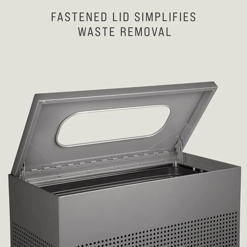 Silhouettes 1-Stream Trash Can 26X15X31 IN 22.5 GAL Stardust Silver Metallic Rectangle Steel With Hinged Lid 1/Each