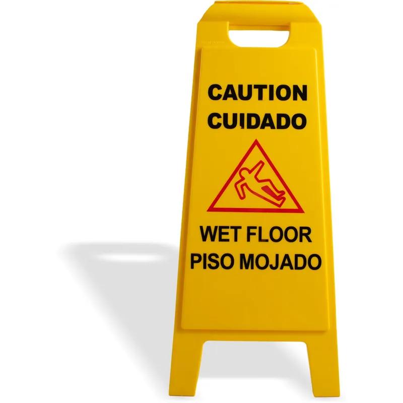 Carlisle Foodservice Products® Wet Floor Sign 25X11 IN Yellow Bilingual 1/Each