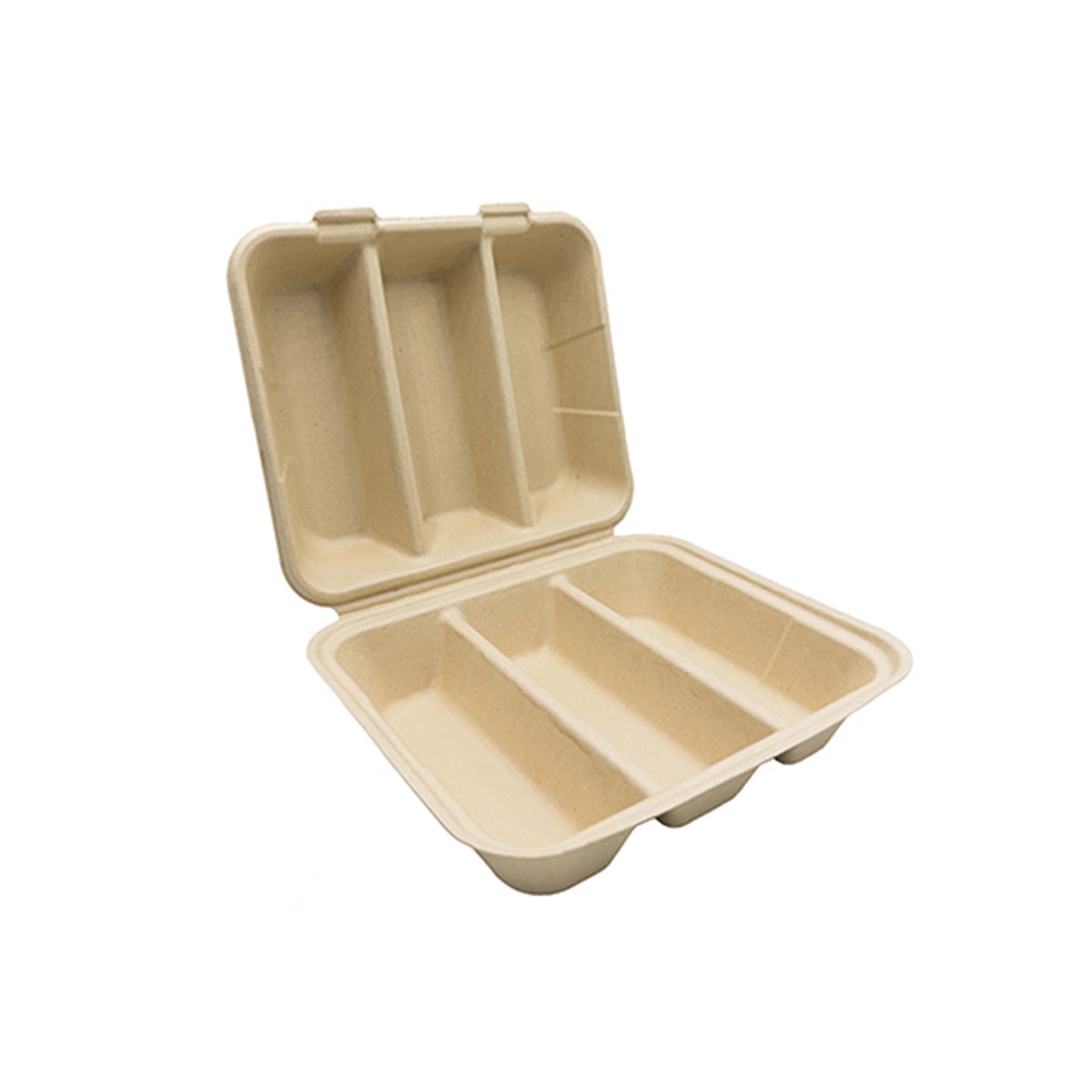 Taco Take-Out Container 8X7 IN 3 Compartment Sugarcane 200/Case