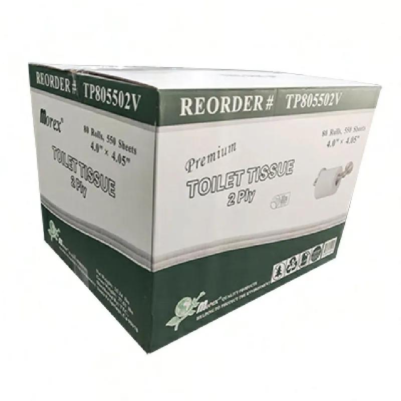 Toilet Paper & Tissue Roll 4X4 IN 2PLY Premium Virgin 550 Sheets/Roll 80 Rolls/Case
