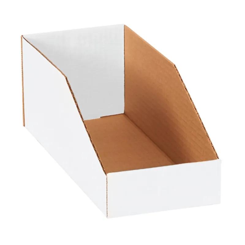Bin Box 5X12X4.5 IN White Corrugated Cardboard 32ECT With Open Top Closure 50 Count/Bundle