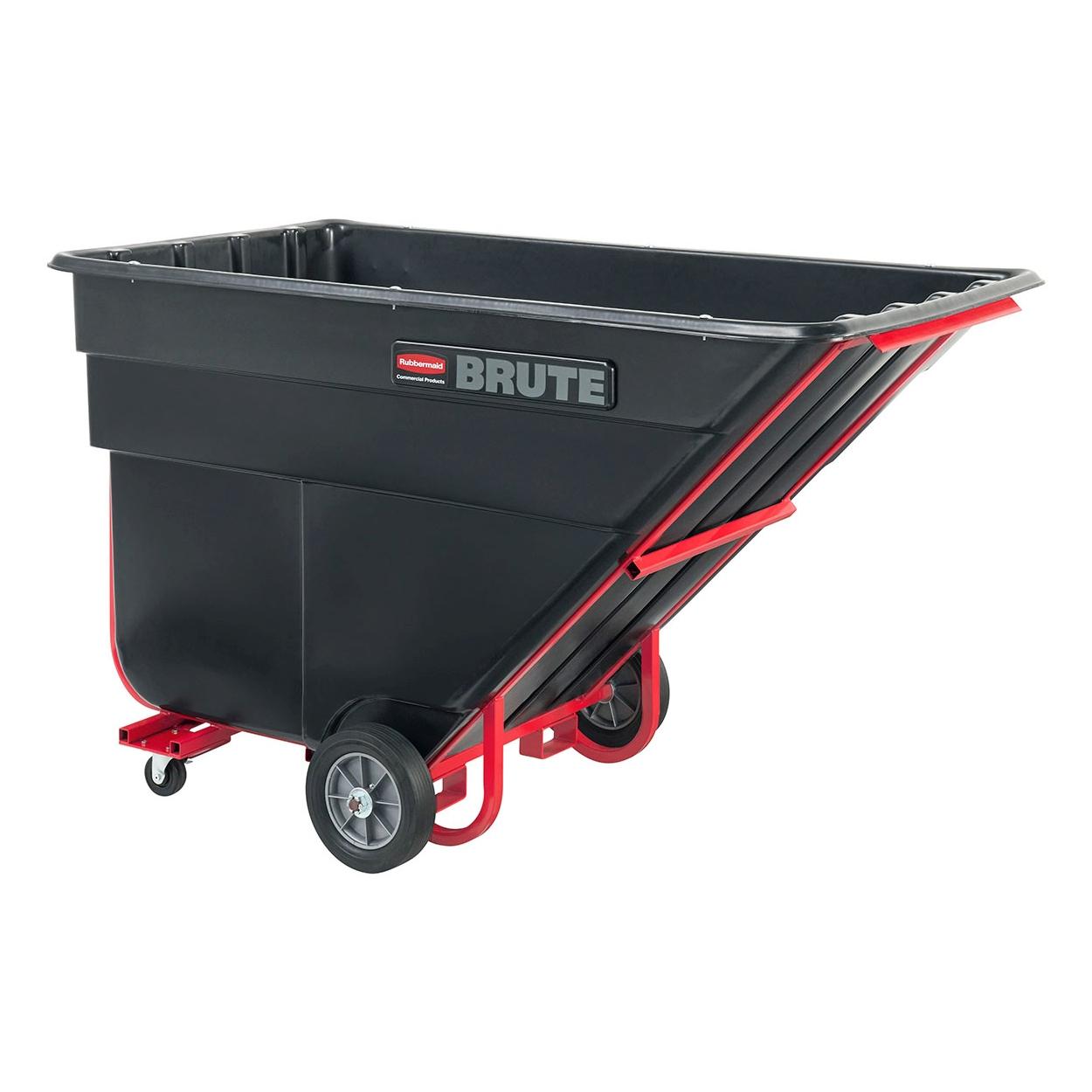 Brute® Utility Tilt Truck 1.5 Cubic Yard 1500 LB Black Red Standard Duty FDA Approved Rotomolded Forkliftable 1/Each